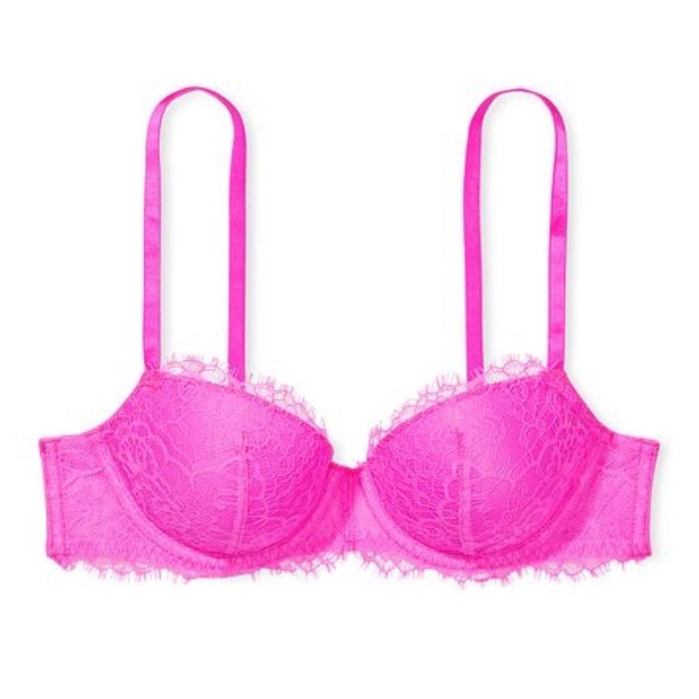 Victoria’s Secret DREAM ANGELS Lightly Lined Lace Demi Bra 34DD Pink Berry